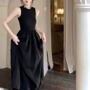 백리스 롱원피스 이브닝 파티룩 우아하고 단정한 민소매 원피스