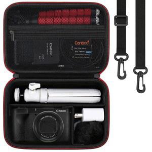 [미국배송] 캐논 파워샷 V1 하이브리드 디지털 카메라 및 액세서리 키트용 캔복 휴대용 케이스(유연 삼각대 어댑터 등) 스트랩이 있는 가방 메시 포켓 핏 케이블 배터리 배터리 충전기 블랙