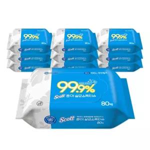 유한킴벌리 종이 살균 소독 티슈 80매X10팩 소독물티슈 생분해
