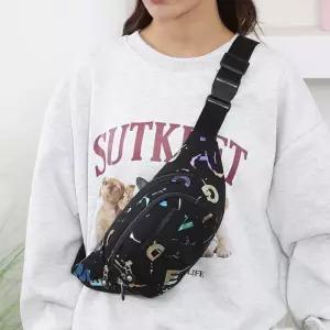 미니벨트백 영문 홀로그램 그래피티 페인팅 포인트 힙색 가방