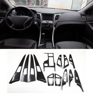 탄소 섬유 몰딩 ABS 센터 콘솔 기어 콘센트 현대 호환 소나타 2011-2015 액세서리 윈도우 컨트롤패널 문짝