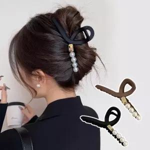 예쁜 진주 골드 라벨 장식 포인트 여자 헤어 집게핀