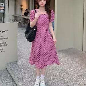 스퀘어넥 라인조절 도트 원피스 데이트룩 원피스 미니원피스 하객원피스 상견례원피스