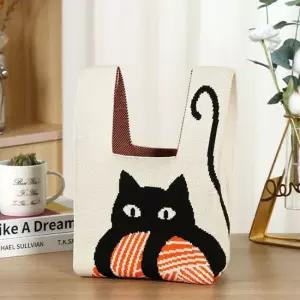 귀여운 동물 캐릭터 니트 에코백 보조가방 캔버스백 미니에코백 핸드폰가방 미니가방