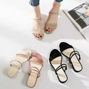 세무 낮은 슈즈 스웨이드 통굽 스트랩 여름 여자 두줄 뮬블로퍼 슬리퍼힐 스니커즈뮬