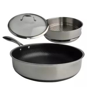 쿡셀 블랙큐브 홀로그램 IH 소테팬 28cm (28cm 찜기+유리뚜껑) 인덕션겸용 후라이팬