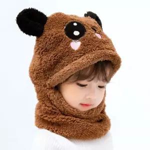 워머모자 겨울 어린이 이중 워머 후드 모자 외출 일체형 캐릭터 모자