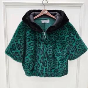 후드집업 레오파드 퍼 자켓 MN01MJ001_GN