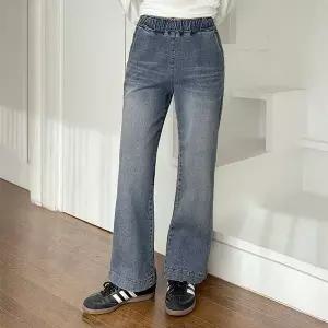 [빅사이즈]이블렛 체프하 워싱 일자 데님 밴딩팬츠 제이스타일