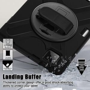 호환 샤오미 탭 패드 7 Pro 11.2 인치 2024 태블릿 케이스 킥 스탠드 홀더 핸드 숄더 스트랩 360 회전 보호