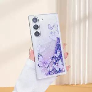 VALRION 삼성 갤럭시 S25 플러스와 호환 글리터 버터플라이 케이스 야광 여성용 여아용 걸리 블링 스파클