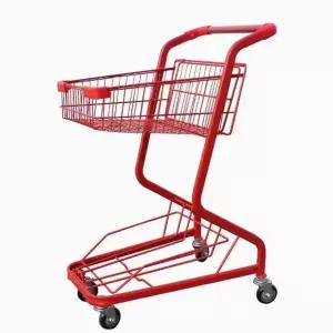 폴딩 카트 마트 쇼핑 2단 접이식 핑크 컬러 휴대용 장바구니 수레