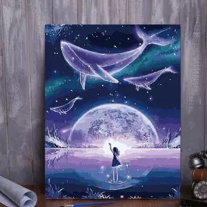 피포페인팅 DIY 명화 그리기 돌고래 유화 집콕 취미/학원/학생/수업/미술/학교/캔버스/그림/초등/유치원