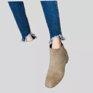 카키색 앵클부츠 스웨이드 낮은굽 구두 가을신발