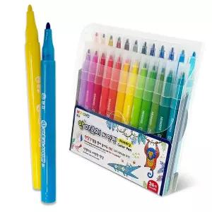 마르지않는 싸인펜 24색 진한 사인사인펜 싸인 수성 칼라 컬러 선명한 싸인세트 사인 채물감 색칠 칠용품