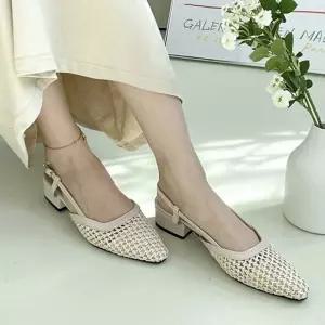 여자 데일리 슈즈 편한 통굽 슬링백 라탄 그물 신발 KwI2+9znX