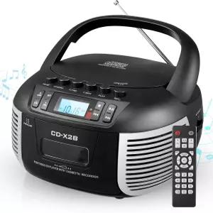 DGXWLW CD 및 카세트 플레이어 콤보 FM 라디오/블루투스/AUX/USB/테이프 녹음이 가능한 붐박스 리모컨