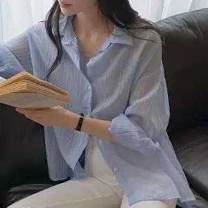 시어 텐셀 줄지셔츠