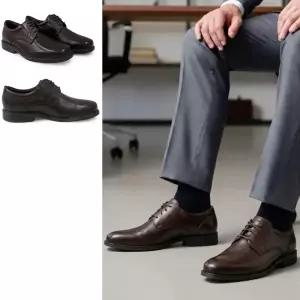 락포트 남성 플레인토 옥스포드 구두 찰스로드 와이드발볼 다크브라운