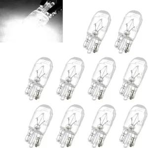 Fiknonk 10 PCS 168 전구 192 T10 W5W 할로겐 번호판등 교체용 돔 맵 라이트 제공 (흰색 T10)