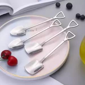 삽 디저트 캠핑용 독특 스텐 스테인레스 티스푼 푸딩 요거트 작은 수박 삼각