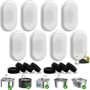 08/3.2L 67/2L 리스강 반려동물 정수기 고양이/개 분수 필터 교체용 고양이 6팩(필터 8개 및 스펀지 8개)