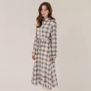 [막스까르띠지오]모던 체크 셔츠형 롱 원피스