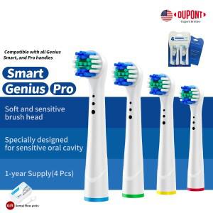호환 가능한 회전 칫솔 교체용 헤드 오랄비 시리즈 스마트/지니어스/프로 밸류 팩 1년 공급 중간 부드러운