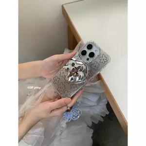아이폰케이스 플라워 미러 특이한 실버 그립톡