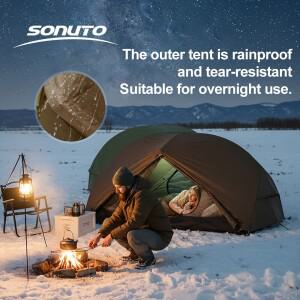 소누토 2인용 백패킹 텐트 초경량 빠른 설치 알루미늄 폴 전체 보호 방수 바람 태양 컴팩트 디자인 하이킹
