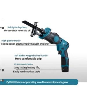 무선 미니 왕복 톱 휴대용 전기 목재 금속 파이프 절단 공구 (마키타 12V 호환)