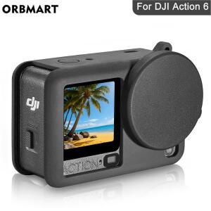 DJI호환 오즈모 액션 6용 실리콘 케이스, 강화유리 스크린 보호필름 렌즈 캡, 미니 휴대용 가방, 풀 보호