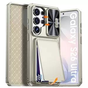 BSNRM 삼성 갤럭시 S26 울트라 케이스 지갑, RFID 차단, 카드 홀더, 슬라이드 카메라 렌즈 커버, 실리콘 엣