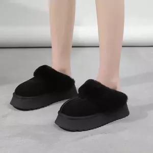 통굽 키높이 퍼안감 슬리퍼 뮬 겨울 여성 신발 한파 coS5+6BMn
