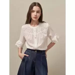 갤러리아 올리비아로렌 아일렛 펀칭 블라우스 VVCNS5M4351