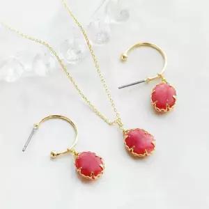 (폭스타일)(귀걸이+목걸이) 파인 젬스톤 세트 Lld1+8CoJ