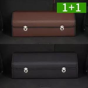 1+1 접이식 가죽 차량용 트렁크정리함 72L 대용량 손잡이 칸막이 수납박스