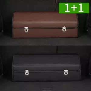 [NS홈쇼핑]1+1 차량용 트렁크정리함 72L 접이식 가죽 대용량 칸막이 손잡이 자동차 수납박스..