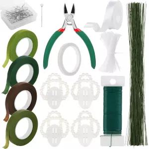 MAPVOLUT 262피스 플로럴 테이프 및 와이어 키트 - 꽃다발 코르사주 화환 제작을 위한 전문 플로리스트