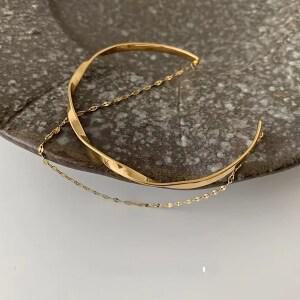 웰리나 써지컬 두줄 립체인 뱅글 팔찌 18k 리얼도금