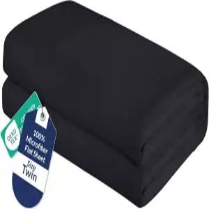 로얄 리넨 트윈 플랫 시트 - 울트라 소프트 브러시드 1800 마이크로파이버 전용 주름 없음 및 얼룩 방지