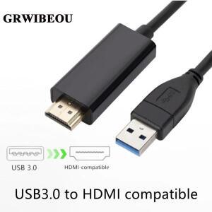GRWIBEOU USB3.0-HDMI 케이블 USB 3.0 HDMI 변환기 Lenovo ASUS 노트북 PC 어댑터 1.8m 1080P 프로젝터 비