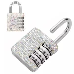 Bling 사물함용 콤비네이션 락 크리스탈 4자리 코드 잠금 야외 자물쇠 체육관 학교 스포츠 울타리 도구 상