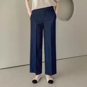 [어반프랑] 와이 찰랑 데님 골지 뒷밴딩 와이드 슬랙스