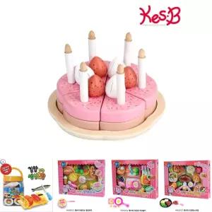 (캐스B)플레이 빅토리아딸기케이크(2134)/역할/놀이/마트/카트/음식/모형/원목/주방/음식만들기/미니