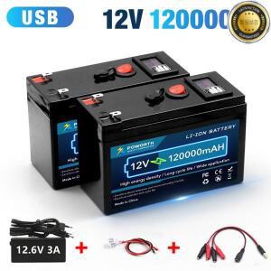 12V 150Ah 18650 리튬 배터리 내장 스마트 BMS USB 120000mAh RV 태양광 해양 캠핑 및 오프 그리드 애플리