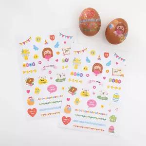 [문구티쳐] 민화 KC인증 부활절 계란 데코 스티커 / 부활절 달걀꾸미기 교회선물 성경학교 교화행사체험활동 스티커꾸미기