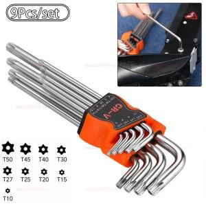 9개입 L자형 양면 드라이버 세트 육각 렌치 스타 스패너 수공구 가정용 자동차 수리