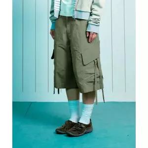 THE COLDEST MOMENT TCM ripstop strap cargo half pants green 26022338 418715