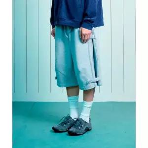 THE COLDEST MOMENT TCM waffle button half sweat pants melange grey 26022329 418740